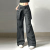 Women's High Waist Design Crossover Ribbon Trousers