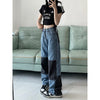 Color Contrast Patchwork Jeans High Waist