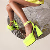 Women's Peep Toe Matte Buckle Thick High Heel Sandals