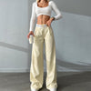Knitted High Waist Contrast Color Loose Trousers