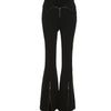Niche Designer Black V-shaped Flanging Zipper Bootcut Trousers Slimming High Waist Slit Casual Trousers