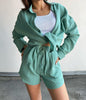 Long Sleeve Shirt Shorts Suit Women
