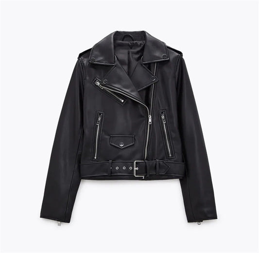 New Women's  Leather Motorcycle Jacket