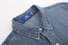 Floral Embroidery Denim Washed Long Sleeve Shirt Coat Loose Casual Polo Collar Top