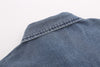 Floral Embroidery Denim Washed Long Sleeve Shirt Coat Loose Casual Polo Collar Top
