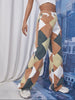 Printed Denim Trousers With High Waist And Large Cylinder
