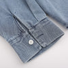 Floral Embroidery Denim Washed Long Sleeve Shirt Coat Loose Casual Polo Collar Top