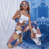 Printed Denim Trousers With High Waist And Large Cylinder
